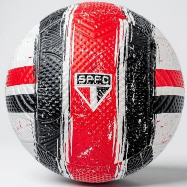 Imagem de Bola Futebol Oficial São Paulo FC Sem Costura Tamanho 5 Licenciada Tricolor Alta Performance Colorida Resistente Uso Profissional Campeonato Brasileiro Campo Grama Natural e Sintética