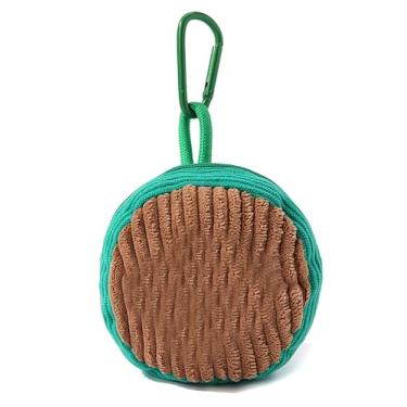 Imagem de Mini porta-chaves de veludo cotelê, carteira vintage para batom, bolsa portátil com bolso para fones de ouvido, chaves e moedas, Verde/marrom, Tendência