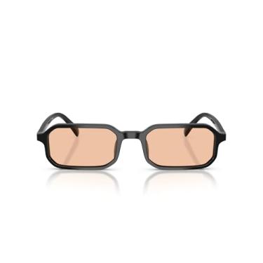 Imagem de Emporio Armani Óculos de sol masculinos retangulares EA4253U com ajuste universal, preto brilhante/laranja claro, 54 mm, Preto brilhante/laranja claro, 54 mm