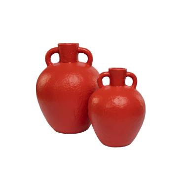 Imagem de Kit Vasos Decorativos para Sala 2 Unidades - Cerâmica Quartinha, Enfeites Decorativos Decoração Sala Minimalista (Terracota)