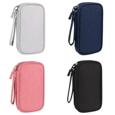 Imagem de Estojo Organizador, Necessaire Organizadora Bolsa Portatil Celular Cabos Fios Armanazamento, 19 X 11 X 3,5 Cm(Camada dupla Azul)