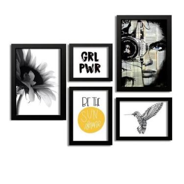 Imagem de Kit 5 Quadros Decorativos Sunshine Girl Power - D'Cora