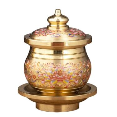 Imagem de FENNYYAR Copo de água de Buda de cobre puro Cloisonné, oferta doméstica, 8 cm, copo de purificação de água benta Bodhisattva