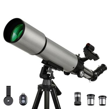 Imagem de Telescópio, telescópio para adultos de alta potência, abertura GALAEYES de 80 mm 600 mm FL com AZ de metal, suporte de telefone e bolsa portátil