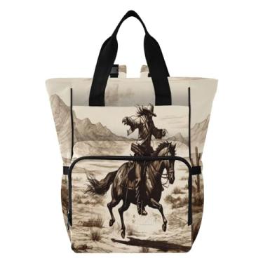 Imagem de xigua Mochila Western Desert Cowboy para fraldas - Bolsa de fraldas de bebê de grande capacidade para meninos e meninas, alças de carrinho de bebê, multifuncional, impermeável, bolsa de viagem para