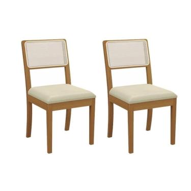 Imagem de Kit 2 Cadeiras Sala Jantar Lola 2cmm001ca Premium Madeira Maciça 2 Un Carvalho-linho Bege Argila-tela Bege - Kappesberg
