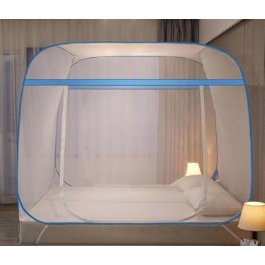 Imagem de Mosquiteiro Tela Protetora Mosquito Pernilongo e Insetos Rede Tenda Para Cama 1.5Mx2M (Azul)