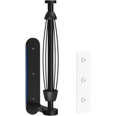 Imagem de Suporte magnético para toalha de papel para geladeira - sem furadeira, rasgo de uma mão com mecanismo de catraca, preto, autoadesivo e suporte de parede para cozinha, trailer, garagem