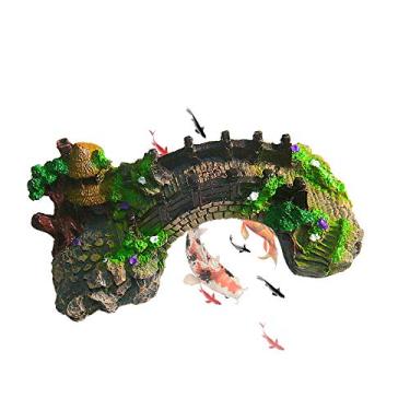 Imagem de Decorações de Aquário Decoração Pequena Ponte Resina Pedras Pavilhão Árvore Acessórios Ornamentação para Tanque Peixes