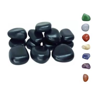 Imagem de Kit Pedras Quentes Vulcânicas Massagem 12 Un + 7 Chakras