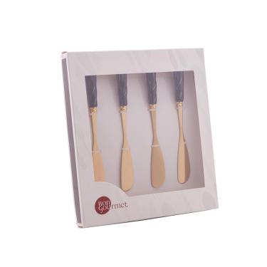 Imagem de Jogo 4 Espátulas Inox Dourado Com Cabo Cerâmica Preto 28895