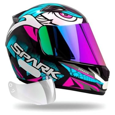 Imagem de Capacete Dragon Ebf Preto Tiffany + Viseira Camaleão (56)