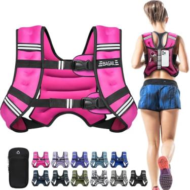 Imagem de BAGAIL Colete pesado, 2,3 kg/3,6 kg/4,5 kg/5,4 kg/6,8 kg/9,1 kg/11,3 kg/13,6 kg colete de peso com bolsa removível para telefone, colete de corrida para mulheres, homens, caminhada, perda de peso