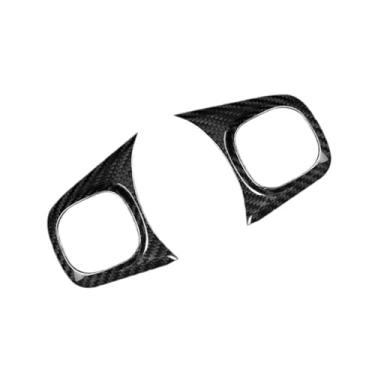 Imagem de FINMOKAL Acabamento de capa de botão de volante de fibra de carbono real compatível com Fiat 500 2020-2023 (preto)