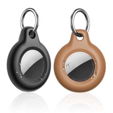 Imagem de SUPFINE Design para suporte de airtag à prova d'água, pacote com 2 chaveiros, capa protetora para rastreador de corpo inteiro com chaveiro, capa IPX8 para carteira, bagagem, gato, cachorro, animais de