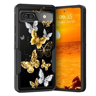 Imagem de KJFHDJFDH Capa para Pixel 6A, camada dupla, híbrida, resistente, resistente, à prova de choque, policarbonato rígido + capa protetora de silicone macio para Google Pixel 6A 6,1 polegadas 2022,