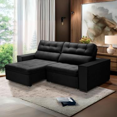 Imagem de Sofa Retratil Reclinavel 2 Lugares 2,20 Vitória Veludo Preto Lansofbr