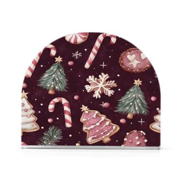 Imagem de Qilmy Porta-guardanapos de cookies de Natal para mesas, porta-guardanapos de papel de placa acrílica elegante, dispensador de papel de seda independente moderno para sala de jantar, sala de estar