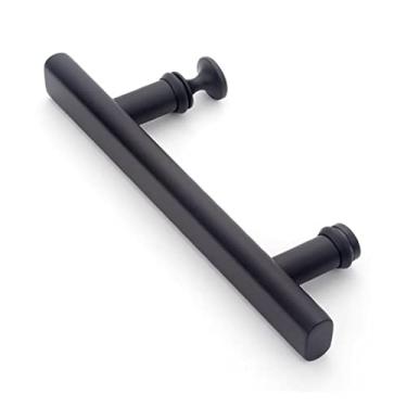 Imagem de Maçanetas de vidro, maçaneta interna de porta de chuveiro, preto fosco, maçanetas de porta de vidro de banheiro de aço inoxidável, conjunto de alças de pressão e puxar de tela de chuveiro (preto-440