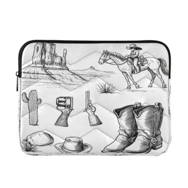 Imagem de STAYTOP Chapéu de cowboy norte-americano e arma macia e resistente a impactos bolsa para laptop, bolsa protetora para notebook de 13 a 14 polegadas