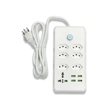 Imagem de Extensão Elétrica 7 Tomadas Régua Bivolt 110V 220V Com 4 Usb 2 Metros 