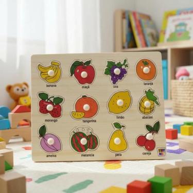 Imagem de Quebra cabeça Encaixe Divertido Educativo Com Pinos Animais Formas Fru