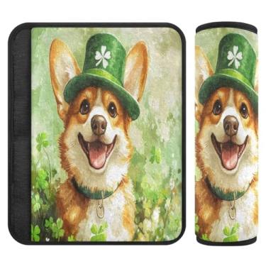 Imagem de Burbuja Capa de cinto de segurança de carro para cães St. Patrick Protetor de cinto de segurança de carro macio confortável para alça de ombro de assento de carro, 1 par pequeno