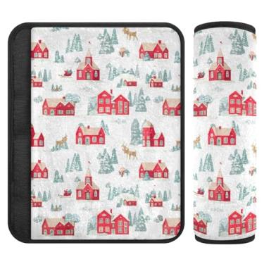 Imagem de Burbuja Capa para cinto de segurança de carro Winter House Protetor de cinto de segurança macio confortável para alça de ombro de assento, 1 par médio