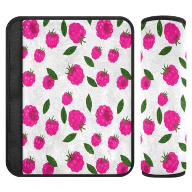 Imagem de Burbuja Capa para cinto de segurança de carro Pink Berry Protetor de cinto de segurança de carro macio confortável para alça de ombro de assento, 1 par médio