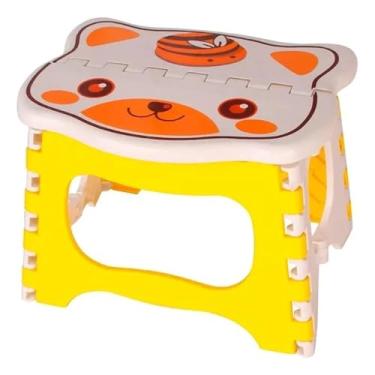 Imagem de Banquinho Dobrável Banco Portátil Banqueta Multiuso Cadeira de Pesca Plástico(Amarelo)