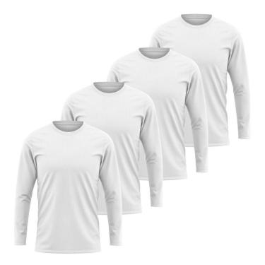 Imagem de Kit 4 Camisetas Manga Longa Segunda Pele Masculina Lisa Dry Academia Fit-Masculino
