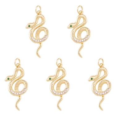 Imagem de Elecrelive Pingentes de cobra banhados a ouro 18 K de zircônia cúbica pingentes de cristal de animais para colar, pulseira, brincos, fabricação de joias