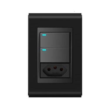 Imagem de Tomada Completa 10a C/ Interruptor Preto Refinatto Style - WEG