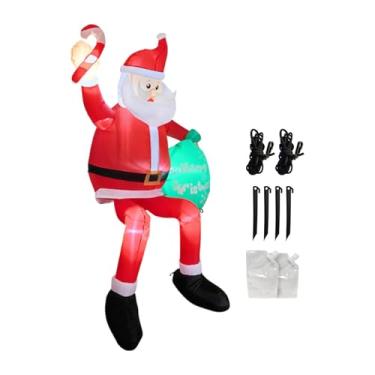 Imagem de Baoblaze Papai Noel inflável de Natal sentado, enfeite criativo de Natal com LED embutido para shopping, jardim, gramado e telhado.