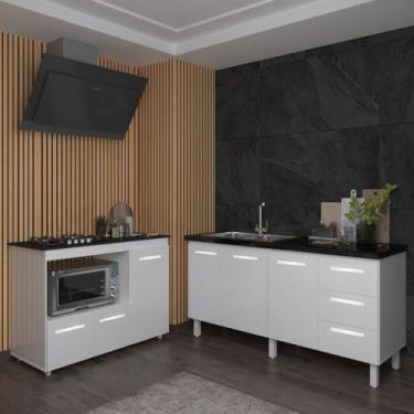 Imagem de Balcão Armário Gabinete de Pia 150 cm Deise e Balcão Alana Para Fogão 