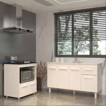 Imagem de Armário Gabinete Camila 138 cm com Tampo Tampão e Balcão Evelyn Para c