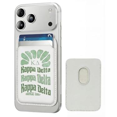 Imagem de Carteira com porta-cartão magnético Sorority – Compatível com MagSafe, para iPhone 17/16/15/14/13/12 – Design fino, comporta 3 cartões com segurança (Kappa Delta, branco)