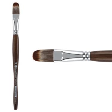 Imagem de Borciani e Bonazzi Pincel sintético Unico Mongoose Artist – Série 802 Filbert – Tamanho #18 – Aquarelas, óleo e tinta acrílica – Feito à mão na Itália, design antiderrapante, cabo médio ergonômico