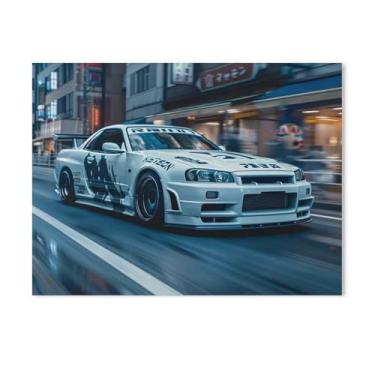 Imagem de HouLaiZhe R34 Modificação Cultura Jdm Cartazes de Carro Tela Estética Decoração de Quarto Pintura de Parede Impressões Sala de Galeria Decoração de Parede para Quarto Sala de Estar Escritório 18 x 24