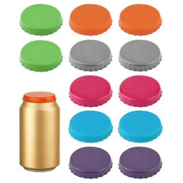 Imagem de Tampas de lata de refrigerante – Pacote com 12 capas de lata de silicone reutilizáveis, tampas de lata pop para latas padrão, tampas de latas para refrigerante, cerveja, bebidas (sortidas, livre de