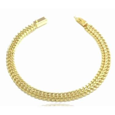 Imagem de Pulseira Masculina Banhada a Ouro, Corrente Estilo Elegante, Fecho Gaveta, 21 Centímetros, Dourada, Acessório Sofisticado