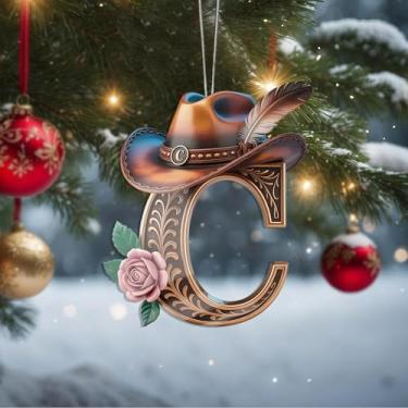 Imagem de Enfeites de Natal A-Z Cristal Pendurado, Enfeites de Árvore de Natal Artesanais com Letra C, Decoração de Carro e Casa - Presentes de Natal, Decoração de Artesanato Acrílico, Ideias de Troca de