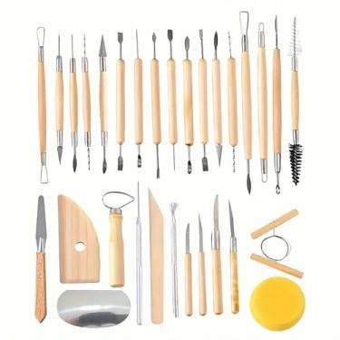 Imagem de Conjunto De Ferramentas Para Argila Fria - Para Moldar, Cortar E Dar Acabamento A PeçAs Em Barro Cru E Argila(30 Peças)
