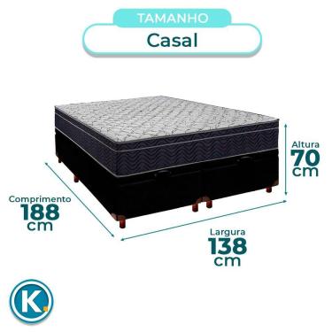 Imagem de Cama Box Baú Preto + Colchão Casal Airtech 150 Ortobom