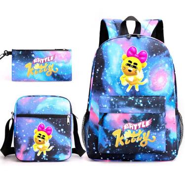 Imagem de Conjunto de mochilas escolares Battle Kitten de 3 peças para crianças