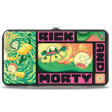 Imagem de Buckle-Down Carteira Rick and Morty, articulada, blocos de texto e cenas de Rick and Morty, preto, multicolorido, couro vegano
