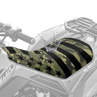 Imagem de Brosoneto Capa de assento de quadriciclo camuflagem bandeira americana impermeável universal serve para Polaris Sportsman Polaris Scrambler Honda Rancher, antiderrapante e resistente a rasgos, capa de