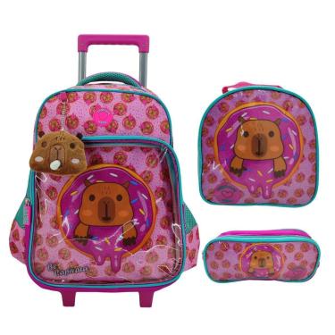 Imagem de Kit Mochila De Rodinha Capivara + Lancheira + Estojo 5390-Feminino