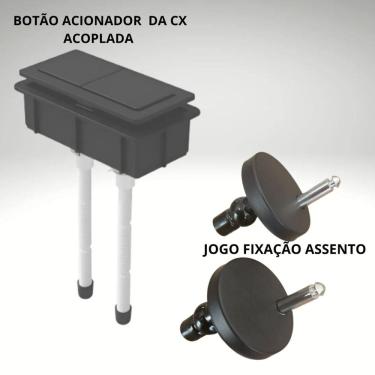 Imagem de Kit Black Botão Acionamento Cx Acoplada E Fixação De Assento Liss / Lift Docol 009737At