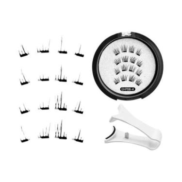 Imagem de Cílios Postiços Magnéticos 3D Naturais Reutilizáveis Conjunto De 4 Cíl